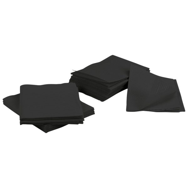 Black 3-Ply Dental Patient Bibs – 13 × 18 Inch, 500 per Case