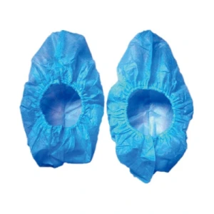 PE Plastic Shoe Covers – Blue, 40 × 15 cm, 100 Pieces