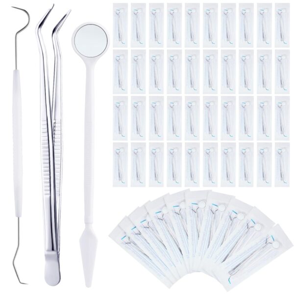 50 Sets Disposable Dental Kit 4 Pcs Mirror Explorer Scaler Pick
